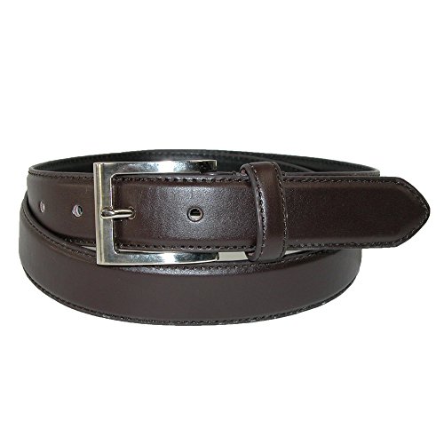 CTM Men's Big & Tall Leather Dress Belt with Silver Buckle (Pack of 2)3