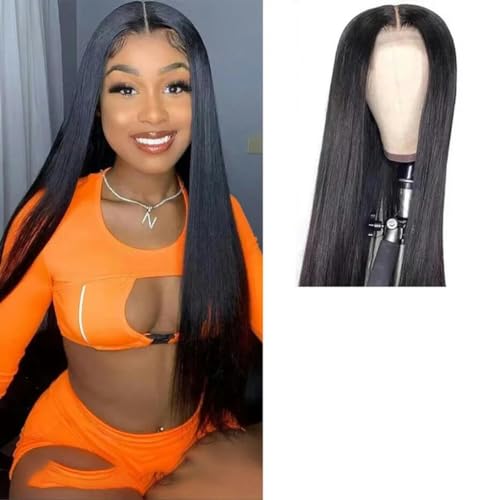 Pelucas de cabello humano con frente de encaje 13x4 para mujeres Pelucas de cabello lacio con encaje HD prearrancado de 13x6 Peluca sin pegamento 5x5 Pelucas precortadas Wear And Go-16 pulgadas-180%