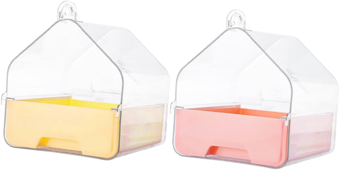 BESPORTBLE 2PCS Parrot Bath Tub Hanging Bird Bath with Drawer Multi-Functional Bird Shower Box for Cockatiels Parakeets