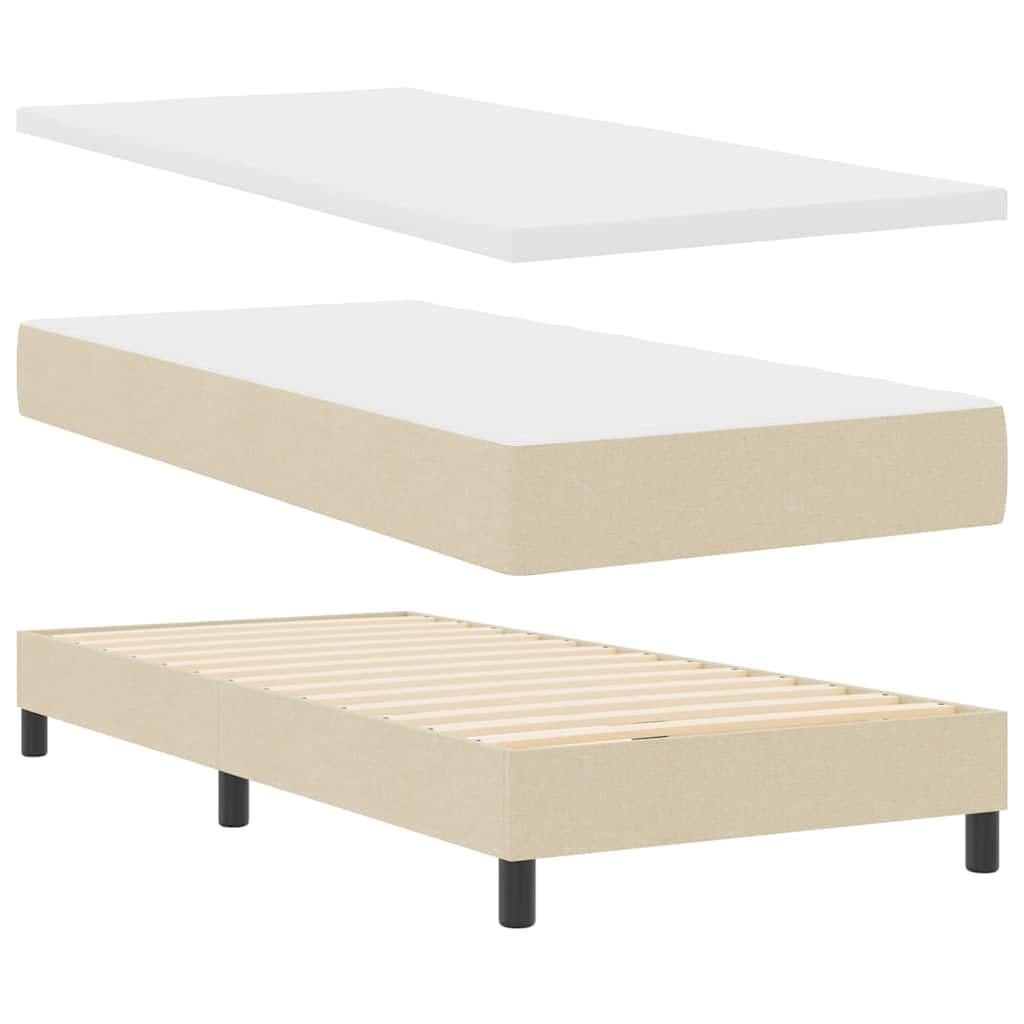 Solivagant Boxspringbett mit Kopfteil Creme 200 x 140 cm Stoff, Möbel,Betten Zubehör,Betten Bettgestelle, 62.07 kg-3341109