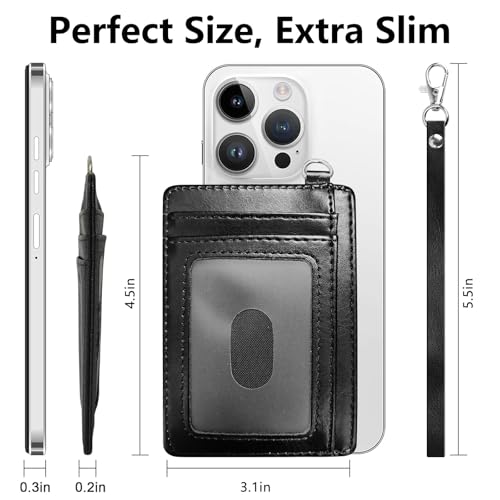 Slim Minimalist Wallet for Men Women Small Credit Card Holder Wallet Front Pocket RFID Blocking Wallets Travel Thin Card Case with ID Window Card Organizer & Wristlet,Forest Bald Eagle2