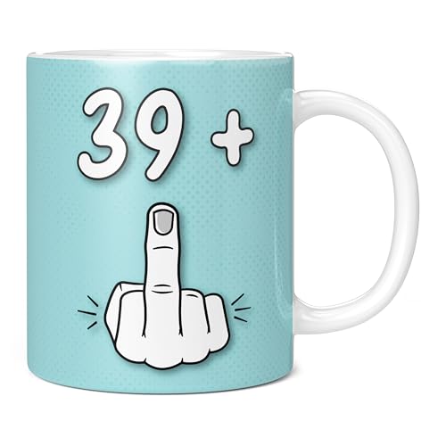 Mug Monster,I Am 39 + Middle Finger, divertida idea de regalo de 40 cumpleaños, taza novedosa – Taza de café de cerámica, taza extra grande y gigante disponible, taza blanca de 11 onzas
