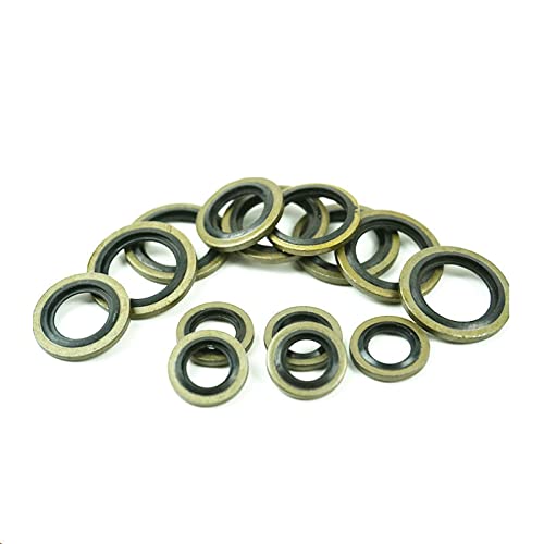 WHDITMDG Anillo NBR Anillo de Metal Interior Combinado Junta de Sello de cuña de Metal de Goma Almohadilla de Sellado de tubería hidráulica de Alta presión Arandela Plana