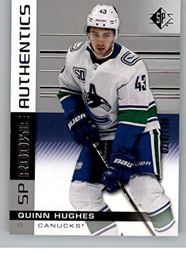 2019-20 Upper Deck SP #136 Quinn Hughes RC Rookie Card SER/1999 Vancouver Canucks Official NHL Hockey Card in Raw (NM or Better) Condition