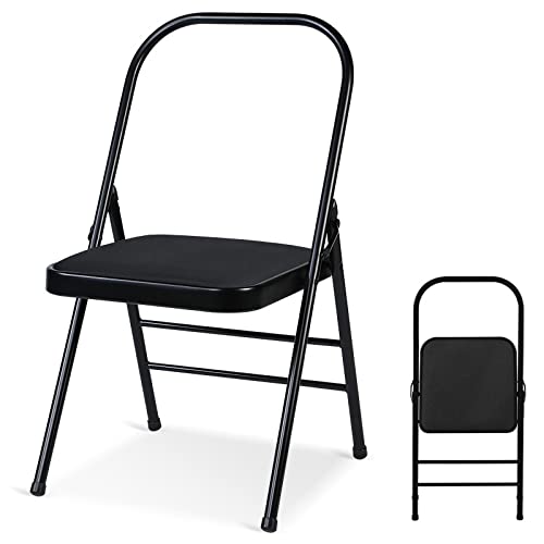 JELLYRATTBIT Black Backless Yoga Chair, Portable Folding...