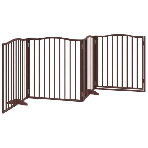 Vidaxl Cancello Cani Porta Pieghevole Marrone 4 Pannelli 320Cm Pioppo, Cancello Per Animali Domestici, Cancello Per Cani, Cancello Per Cuccioli Per Scale - 7