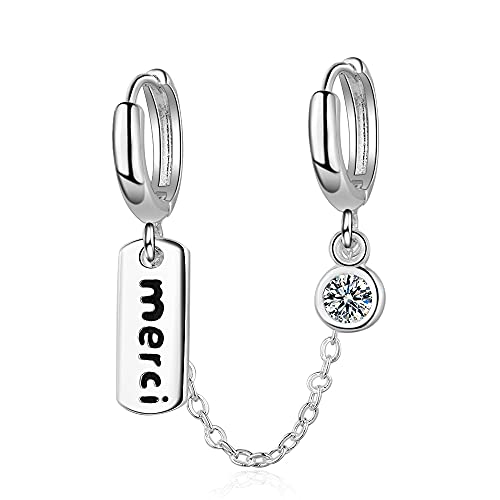 Cerceau d'oreille double trou avec lettre en zircone cubique pour femme