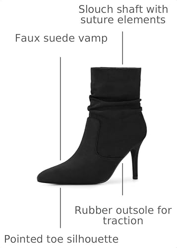 Allegra K Allegra K Women's Slouch Pointy Toe Sock Boots Stiletto Heels Black Ankle Boots 6 M US