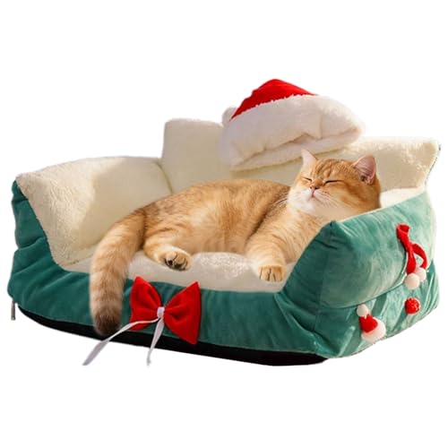 ウィンターネストペットサプライ - 室内用洗える快適ペットソファ ペットベッド、クリスマスや冬の季節にぴったりの犬猫用あったかベッド | 室内飼いの子犬や子猫に適した心地よい空間