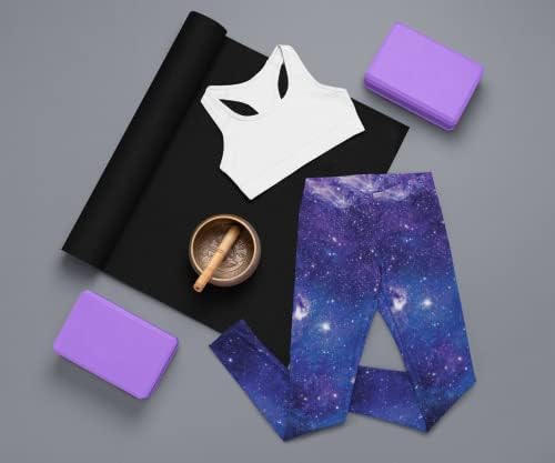 kukubird Plus Size Women's Gym Printed Design Cartoon Fitness Leggings Running Yoga Exercise Curve Pants Tights Size 14-18 Stretchable (Galaxy)