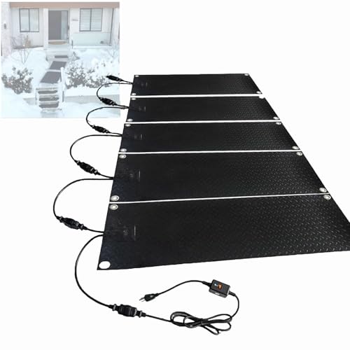 Tapis chauffant pour faire fondre la neige dans les escaliers et les entrées de véhicules : tapis chauffants antidérapants pour enlever la neige en hiver, 5 pièces - 10 x 48 po