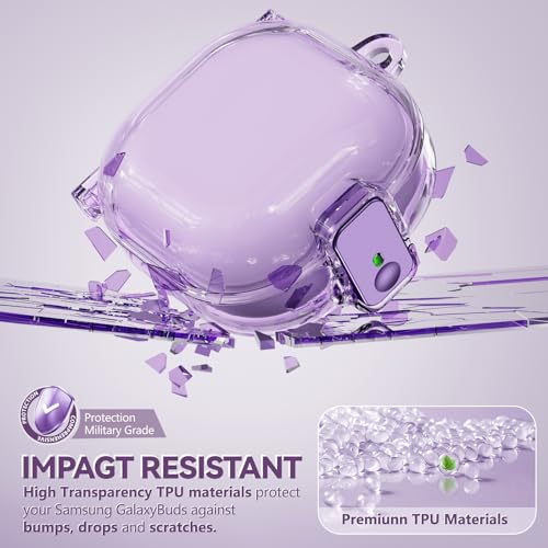 Inesore for Samsung Galaxy Buds FE Case/Galaxy Buds 2/Pro/Galaxy Buds Live,with Safety Lock Housing,Accessories with Keychain/Silicone Wrist Strap - Purple by Inesore - Image 3