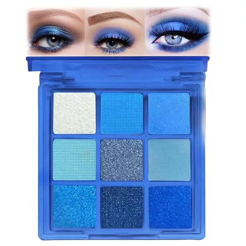 AuraBeen Royal Blue Glitter Eyeshadow Palette - Highly Pigmented, Long-lasting, Waterproof Makeup with Shimmer & Matte Shadows - Enhance Your Eyes