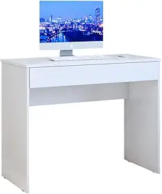 Escrivaninha Mesa para Computador com Gaveta 90cm Home Office e Estudos MEGA CHICÓ Branco