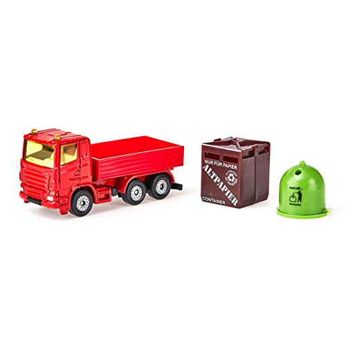 SIKU 0828, Recycling-Transporter, Metall/Kunststoff, Rot, Inkl. 1 Altpapier- und 1 Glas-Container – Bild 5