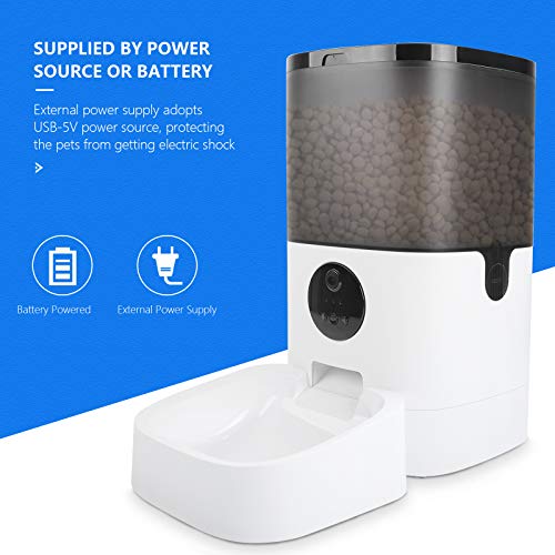 Lucky Monet 6L Smart Automatic Pet Cat Dog Feeder 8-Meal Auto Puppy Kitty Food Dispenser, 1080P HD Camera for Voice Video Recording, Timer Programmable, WiFi Enabled App Control for iPhone Android