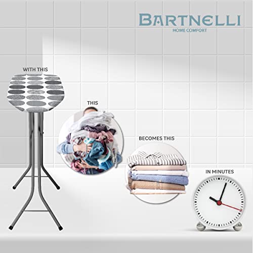 Bartnelli Pulse Ironing Board | Made in Europe | Patent Space Saving Smart Hanger Iron Board for Easy Storage | Lightweight, 4 Layer Cover, 4 Legs, for Dorm, Laundry Room, or Small Spaces(43x13-35)