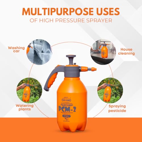 Image of Pad Corp PCM High Pressure Sprayer | Light & Versatile Battery Sprayer for Plants Gardening Cleaning Sanitizing | Ideal for Home Garden and Small Farm Use (PCM-2)
