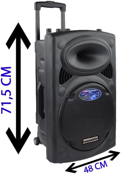 Dimensions of the DYNASONIC Dynapro 15' Portable Speaker