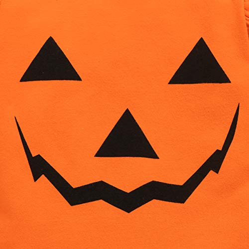 Halloween Baby Girl Clothes, Thanksgiving Toddler Girl Outfit Ruffle Top+Pumpkin Print Skirt Sets+Headband Yellow - Thumbnail 6