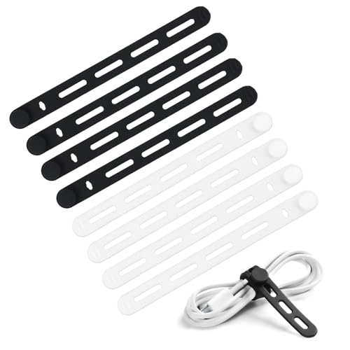 8 Piezas Fascette Cavi Silicone,Riutilizzabili Fascia Cavo Slicone, Organizzatore Regolabile Cavi,Organizzatore Multifunzione Cavi per Senza Casini Ideali per Casa & Ufficio(130 mm)