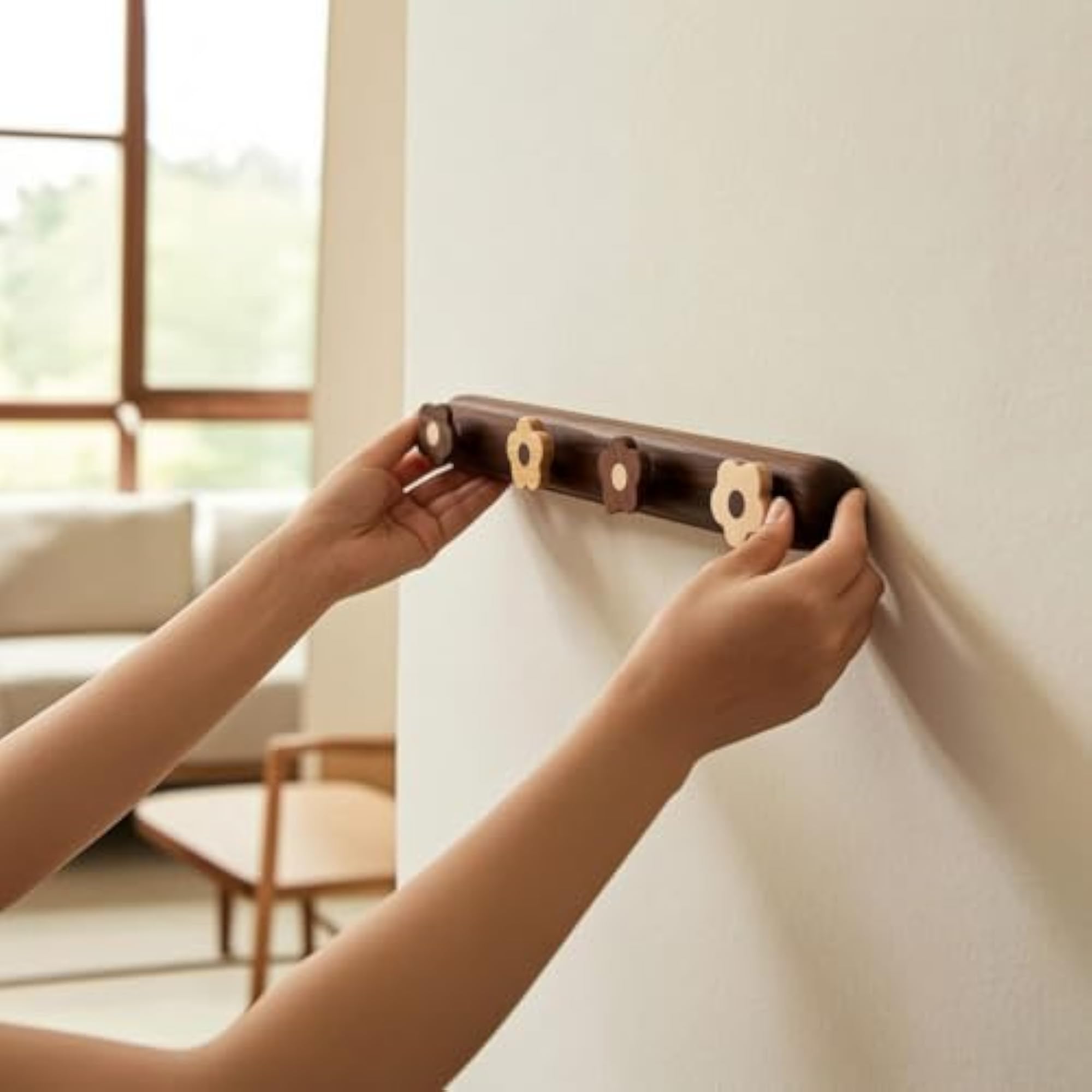 Cute Flower Coat Rack, Natural Children-Friendly Design