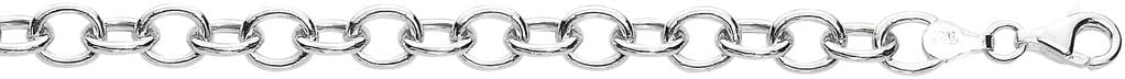 925 Sterling Silver Rhodium Finish 6.7mm Shiny Round Type Cable Charm Bracelet Pear Shape Clasp 8 Inch – Charm Bracelet for Women