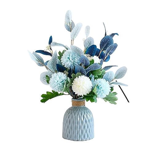Fleurs artificielles méditerranéennes orange et bleu pour une déco de table