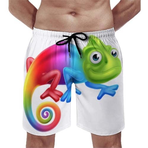 Pantalon court de plage homme imprimé lézard au design graphique