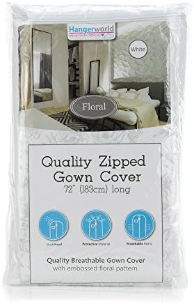 HANGERWORLD 72 Inch White Textured Breathable Wedding Dress Ball Gown Garment Zipped Cover