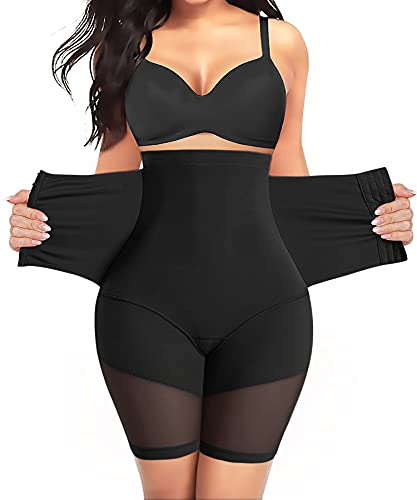 MERYOSZ Butt Lifter Shapewear für Frauen Bauchkontrolle Höschen Hohe Taille Trainer Oberschenkel Slimmer Shorts Body Shaper Unterwäsche, schwarz, Large Cover