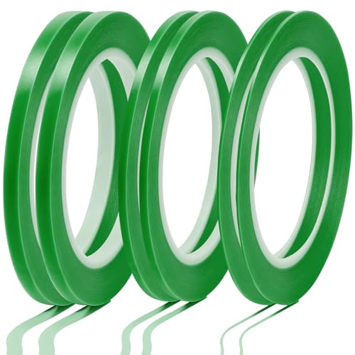 Nezyo 6 Pcs Vinyl Pinstripe Tapes Masking Painter Tapes High Temperature Low Tack Automotive Car Paint for Easy Removal Trim Thin Finishing Masking (Green,1/16,1/8, 1/4 Inch)