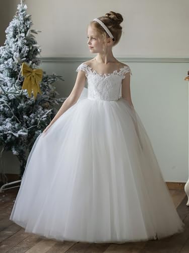 Lace Tulle Flower Girl Tutu Dresses A-line Floor Length Pagent Formal Party Dress4