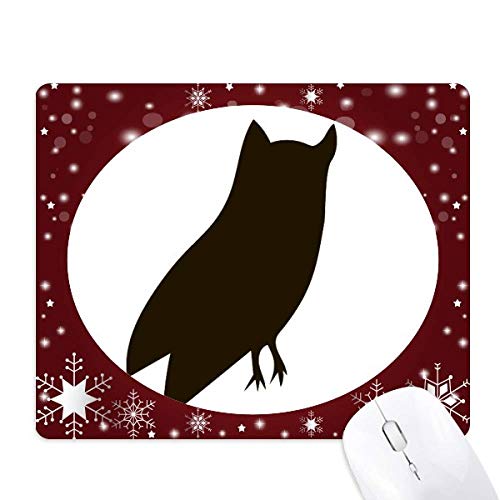 Tapis de souris chouette animal noir portrait en hiver flocon de neige pour ordinateur
