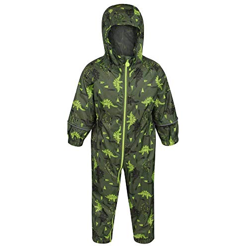 Regatta POBBLE Waterproof and Breathable Printed Jumpsuit, Cypress green, 12-18 Months