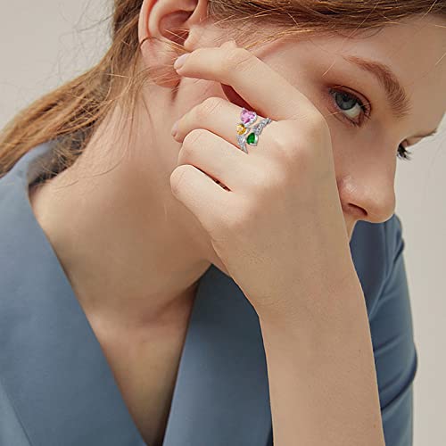 Konikit Silvery With Color Zircon Adjustable Rings | Stacking Rings | Rings For Women Girls For Valentine's Day #TOP6