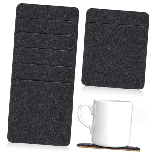 COLLBATH 8 Piezas Posavasos de Fieltro y Corcho Reversible Antideslizantes para Bebidas Calientes y Frías Hogar Oficina y Cafetería Absorben Manchas y Protegen Superficies