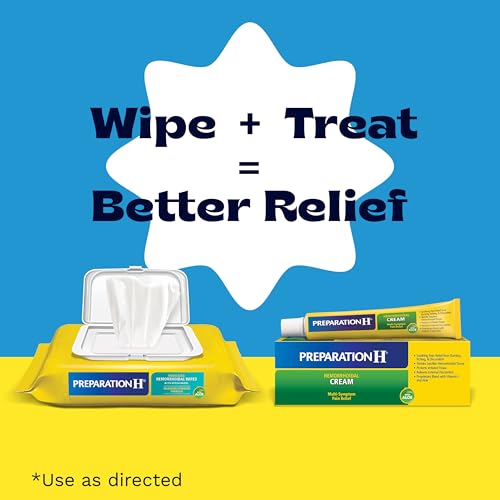 Preparation H Hemorrhoid Wipes with Witch Hazel, 192 Ct Plus Preparation H Hemorrhoid Symptom Treatment Cream, 2 Tubes x 1.8 oz, Wipe Plus Treat for Better Relief, Hemorrhoid Care Bundle