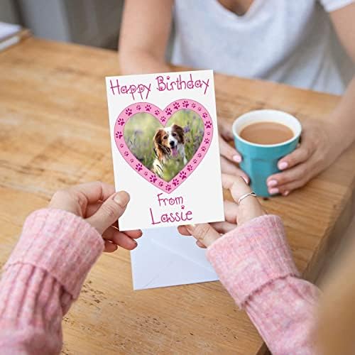 Personalised Pet Photo Birthday Day Card From The Dog Cat (PINK)
