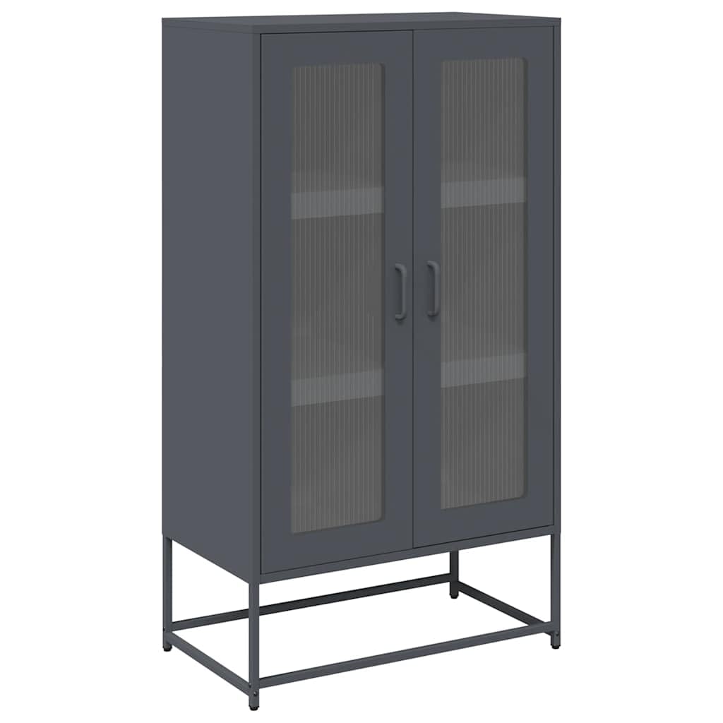 Antracytowa szafka Highboard, 68 x 39 x 123 cm, stal walcowana na zimno, z 6 półkami i 2 drzwiami, idealna do sypialni, salonu, biura, wszechstronne miejsce do przechowywania