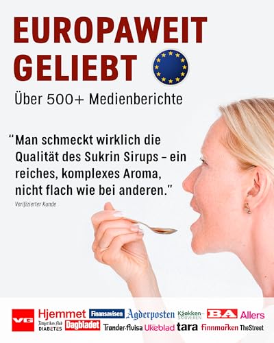 Sukrin Syrup Maple - dickflüssiger Ahornsirup mit reduziertem Kohlenhydratanteil zum Süßen und Backen mit 49% Ballaststoffen (450g Flasche)