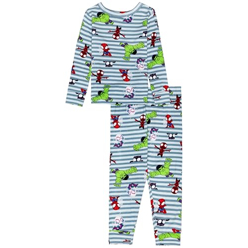 Spiderman Boys 4-Piece Matching Cotton Superhero Pajama Set Snug-fit Soft & Cute for Kids
