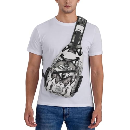 Bolso cruzado Wolves And Dream Catchers02 unisex casual miniatura 7