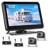 RV Backup Camera,7'' Backup Camera Monitor,1080P 4K,2 Channels,Wide Angle,DIY Guide Lines,Night Vision,IP69 Rear View Camera Waterproof+5m/15m Extension Cord for Bus/RV/Truck/Trailer-Plug and Play