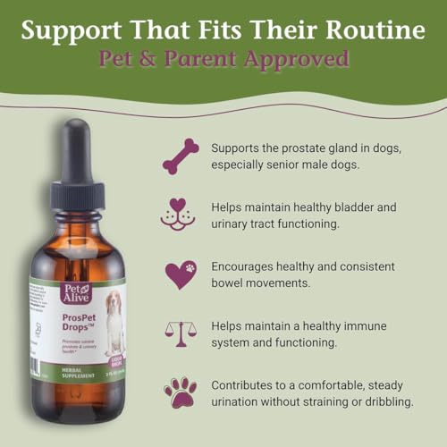 Image of PetAlive ProsPet Drops for Pet Prostate and Bladder Health - Herbal Supplement for Dog Urinary Tract, Bladder and Immune Support - Constipation Relief - 59 ml