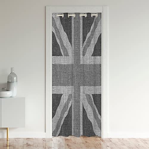 Union Jack Rideau de Porte 150x203cm Rideaux Interieur Salon Chambre Union Flag Décoration Rideaux Exterieur d'entrée Gris Rideau Occultant Rideaux pour Chambre à Coucher