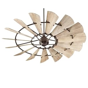 Quorum 97215 86 Indoor Windmill Ceiling Fan in Oiled Bronze with Weathered Oak Blades