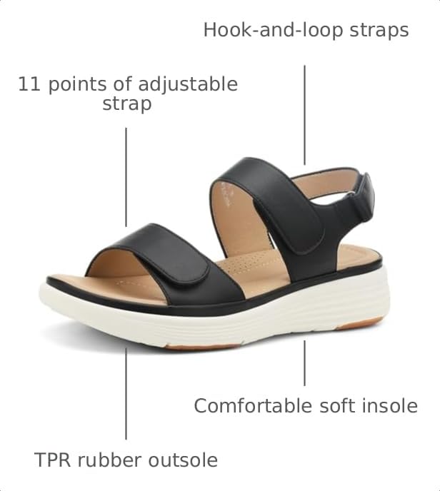Image of UBFEN Womens Platform Sandals Wedge Walking Comfortable Casual Adjustable Strap Lightweight Open Toe