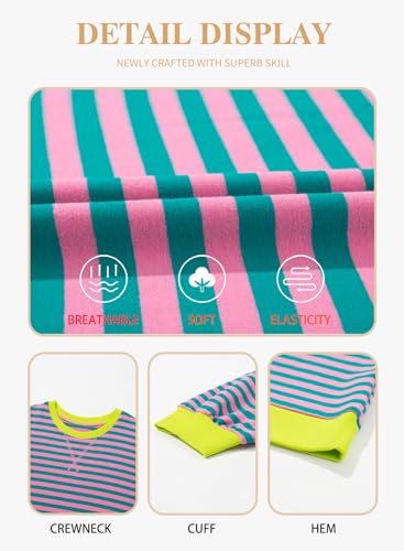 Image of Eytino Women Plus Size Striped Color Block Crewneck Sweatshirt(1X-5X) | Oversized Pullover Tops,Long Sleeve Casual Shirt,Workout & Daily Wear,2026 Fall Fashion Clothes Outfits