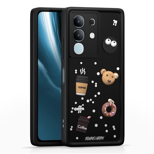 Image of Pikkme Back Cover for Vivo T4x 5G / iQoo Z10x 5G / Vivo Y31 Pro 5G | Cute Fun Cartoon 3D Bear Silicone Full Body Protection Bumper Case (Black)
